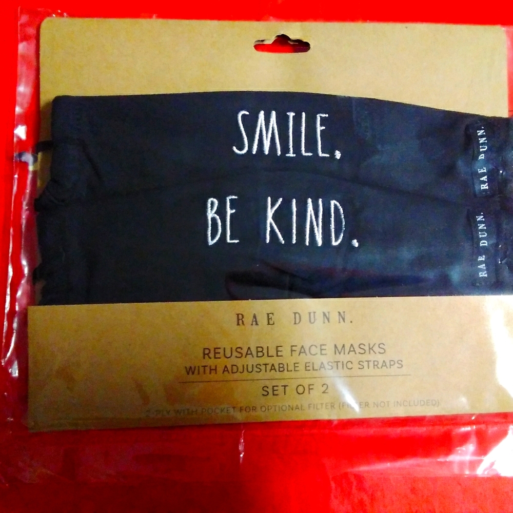 Rae Dunn smile be kind face masks 2078